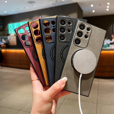 Ốp Lưng Da Cho Samsung S25 Ultra / S24 Ultra / Galaxy S23 Ultra / S23 Plus / S22 Ultra / S22 Plus Có Vòng Từ Tính