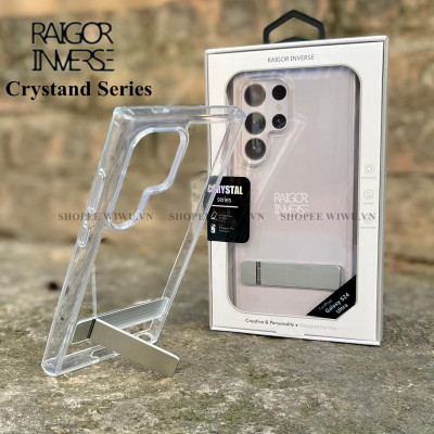 Ốp lưng trong suốt kèm giá đỡ cho SAMSUNG Galaxy S25 Ultra / S24 Ultra chính hãng Raigor Inverse Crystal Case , chống sốc - Hàng chính hãng
