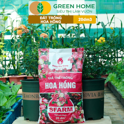 Đất Trồng Hoa Hồng Greenhome, Sfarm, Túi 4Kg, Hữu Cơ, Trộn Sẵn, Tiện Lợi, Đầy Đủ Dinh Dưỡng