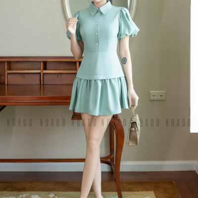 Đầm xanh mint tùng tầng NGADO , đầm kiểu Nữ , đầm công sở , dự tiệc