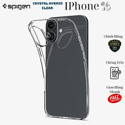 Ốp Lưng Trong Suốt cho iPhone 16 Pro Max / 16 Pro / 16 Plus / 16, Spigen Liquid Crystal Clear Case, Chống Sốc_ Hàng Chính Hãng