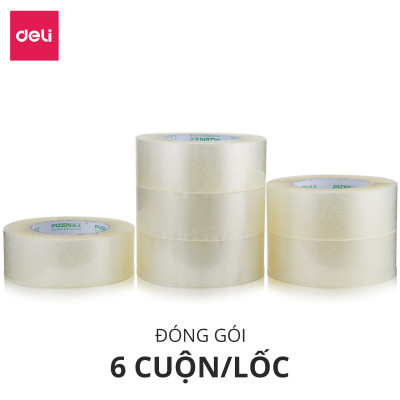 [Lốc 6 Cuộn] Băng Keo Trong , Băng Dính Dán Thùng Đóng Hàng Deli - 60/80/100/150/200 Yards - Dày Dai Chống Nước Khó Đứt 