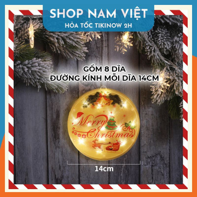 Dây Led Rèm Treo Trang Trí Giáng Sinh 8 Dĩa Tròn Chống Nước Trang Trí Ngoài Trời