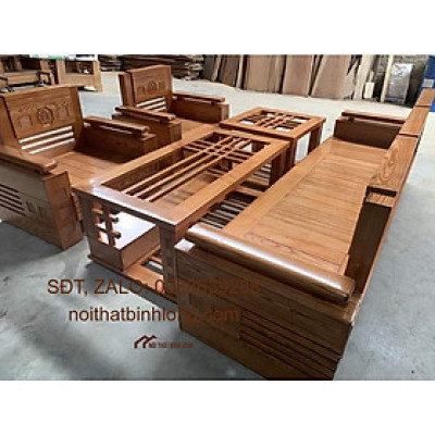 Bàn ghế tiếp khách gỗ sồi Mỹ