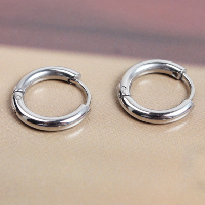 Bông tai nam inox khuyên tròn 12mm BT233 - 2 chiếc