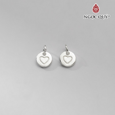 Charm bạc treo hình tròn họa tiết trái tim - Ngọc Quý Gemstones