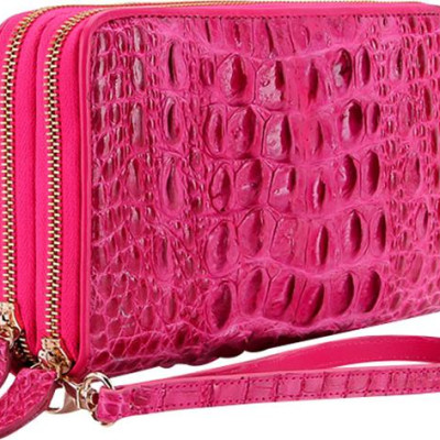 Ví Nữ Da Cá Sấu Nhiều Ngăn Huy Hoàng HT3275 (11 x 22 cm) - Hồng