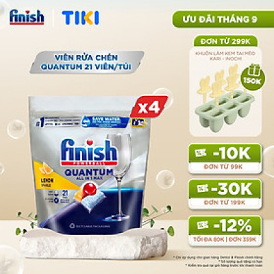 Combo 4 túi Viên Rửa Chén Bát Finish Powerball Quantum 21 viên