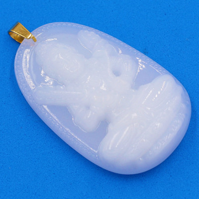 Mặt dây chuyền Hư Không Tạng Bồ Tát thạch anh trắng 5cm - phật bản mệnh tuổi Sửu, Dần - Mặt size lớn