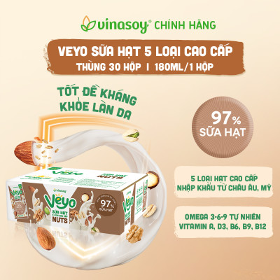 Thùng Veyo Sữa hạt 5 loại cao cấp (30 hộp x 180ml)