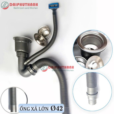 Bộ Xả Chậu Chén Xi Phông Nhựa Ống Thoát Lớn Phi 42 Thoát Nước Nhanh - Loại 1 hộc và 2 hộc, phi 110 thông dụng