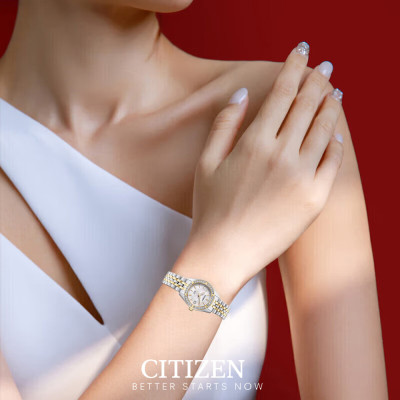 Đồng Hồ Nữ Citizen Đính Đá Swarovski Dây Thép Không Gỉ EU6064-54D - Mặt Xà Cừ