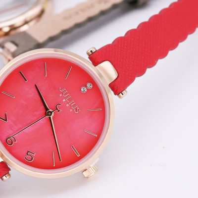 Đồng Hồ Nữ Julius Hàn Quốc JA1096C Dây Da Răng Cưa Độc Đáo