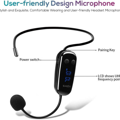 Máy Trợ Giảng Không Dây Shidu SD-M500 UHF Kèm Micro Cài Áo Có Dây - Hàng Chính Hãng