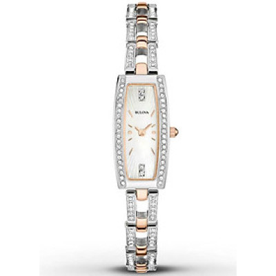 Đồng Hồ Nữ Bulova Đính Đá Swarovski Dây Thép Không Gỉ 98X110 - Mặt Xà Cừ