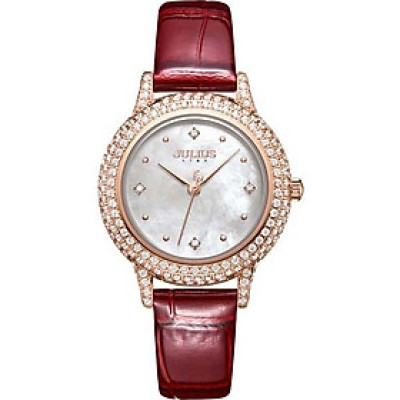 Đồng Hồ Nữ JS-044B Kính Sapphire Julius Hàn Quốc Dây Da (Đỏ)