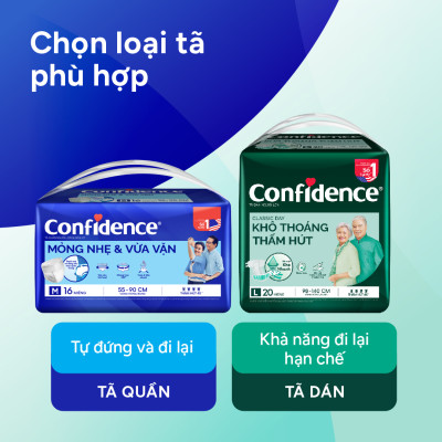 Tã dán người lớn Confidence Classic Day khô thoáng thấm hút size M/L gói 20 miếng