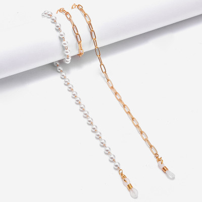 Chain glasses dây đeo kính hạt châu và chuỗi titan hợp kim bất đối xứng unisex nam nữ thời trang khác biệt