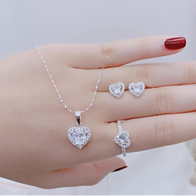 Bộ trang sức bạc mặt trái tim chất liệu bạc s925 MS188b