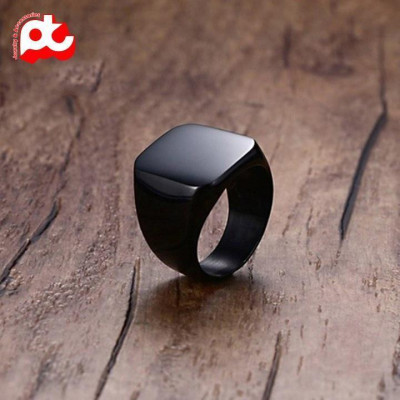 Nhẫn nam titan rẻ kiểu mặt trơn vuông to titan cao cấp thép không gỉ trangsucpt màu mạ đen PTNNA25