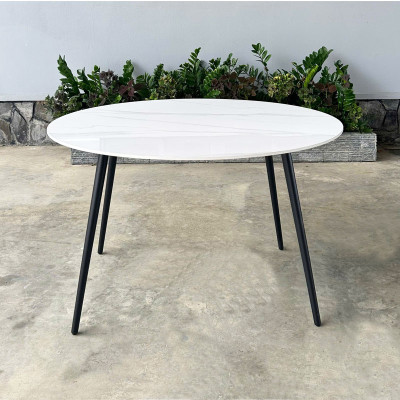 Bộ bàn ăn mặt đá tròn 1m 4 ghế có nệm êm ái SD TN1236-10E / ECO 11A-P Nội thất Capta
