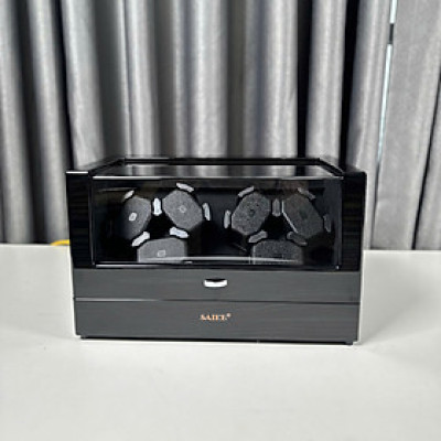 [BH 2 năm động cơ] Hộp Xoay 6 đồng hồ gỗ Saike nền nỉ