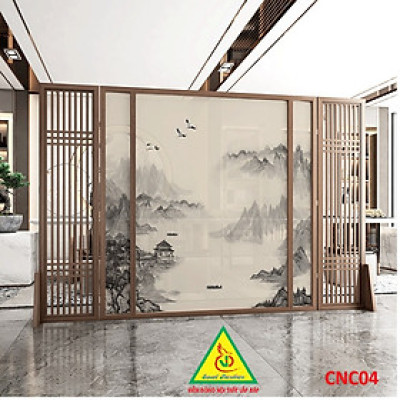 Bình phong gỗ khung tranh cắt CNC cho phòng khách, nhà bếp, nhà hàng, spa CNC04 - Nội thất lắp ráp Viendong Adv