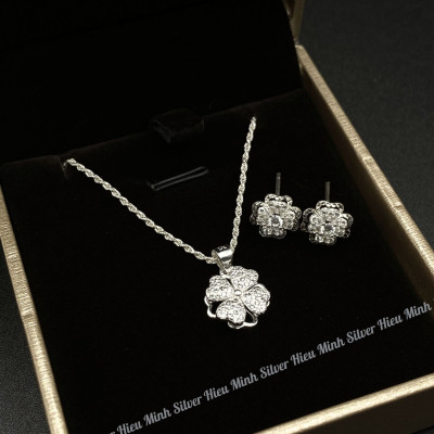 Combo Bộ Trang Sức Bạc Cỏ 4 Lá May Mắn BẠC HIỂU MINH BCB012