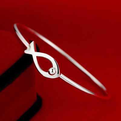 Lắc Tay Kiềng Nữ Bạc Hiểu Minh LTU360 con cá bạc ý