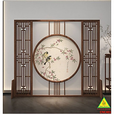 Bình phong gỗ khung tranh cắt CNC cho phòng khách, nhà bếp, nhà hàng, spa CNC401 - Nội thất lắp ráp Viendong Adv