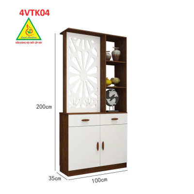 Vách ngăn phòng khách, vách ngăn tủ kệ bằng gỗ 4VTK04 - Nội thất lắp ráp Viendong adv
