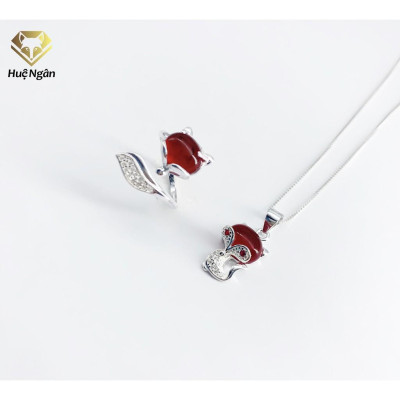 Combo dây chuyền, lắc chân và nhẫn bạc Ý 925 Huệ Ngân - Hồ ly may mắn PP1561-RYBJ50085-RR1618