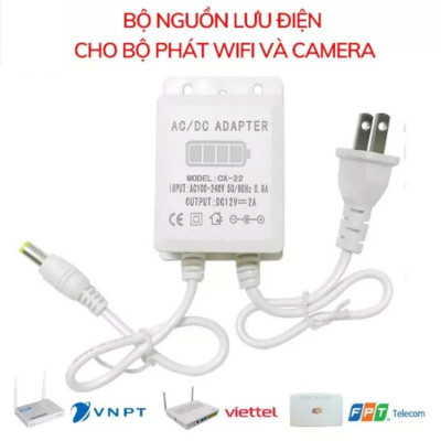 UPS Nguồn pin dự phòng 9v - 12v cho WiFi, camera an ninh, camera ngoài trời, thời gian sử dụng 6-8h sau khi cúp điện