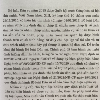 Bộ Luật Dân Sự Năm 2015 Và Các Nghị Định Hướng Dẫn Thi Hành