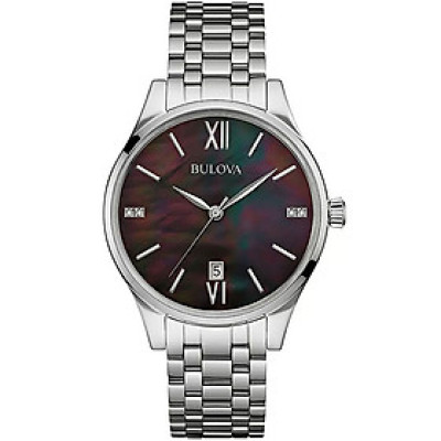 Đồng Hồ Nữ Bulova Đính Kim Cương Dây Thép Không Gỉ 96S162 - Mặt Xà Cừ