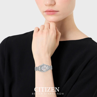Đồng Hồ Nữ Citizen Pin-Quartz Đính Đá Swarovski Dây Thép Không Gỉ EU6060-55D - Mặt Xà Cừ (26mm)