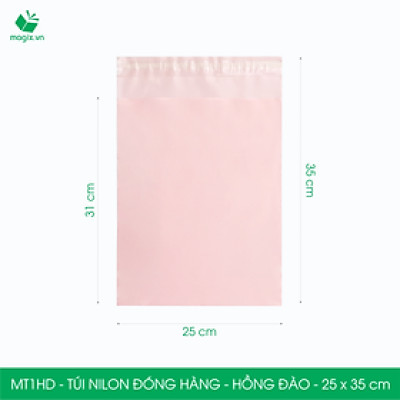 MT1HD - 25x35 cm  - Túi nilon gói hàng - 100 túi niêm phong đóng hàng màu hồng đào