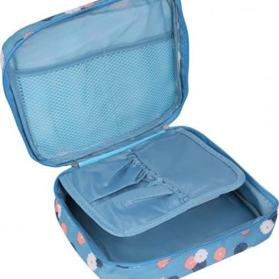 Túi đựng mỹ phẩm xanh họa tiết hoa 