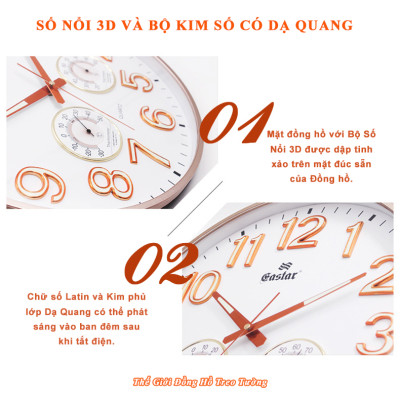 Đồng Hồ EASTAR Mặt Tròn có DẠ QUANG và Đồng hồ CƠ Đo NHIỆT ĐỘ & ĐỘ ẨM - Máy KIM TRÔI - Tặng Pin Maxell