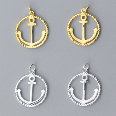 Combo 2 cái charm bạc tròn mũi neo treo - Ngọc Quý Gemstones