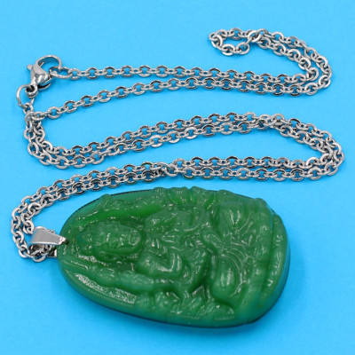 Dây chuyền phật Thiên Thủ Thiên Nhãn - thạch anh xanh 5cm DITTXN8 - dây inox - tuổi Tý