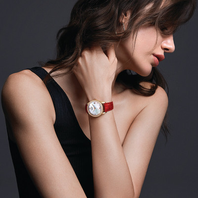 Đồng hồ nữ chính hãng KASSAW K996-2 ,Fullbox, Kính sapphire ,chống xước,chống nước,mặt đỏ vỏ vàng hồng dây da, thép không gỉ 316L, Mới 100%,Bảo hành 24 tháng,thiết kế lộ cơ đơn giản,trẻ trung và sang trọng