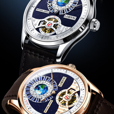 Đồng Hồ Nam LOBINNI No.16038-1 Chính Hãng Fullbox BH 24T Chịu Nước 50m Kính Chống Xước Dây Da Cao Cấp (Máy Cơ Tự Động)