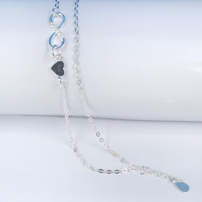 Lắc Tay Nữ Bạc 925 Dây Kép Trái Tim Vô Cực Mix Đá Cao Cấp BẠC HIỂU MINH LTU553