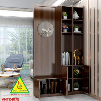 Vách ngăn phòng khách, vách ngăn tủ kệ bằng gỗ VNTK407- Nội thất lắp ráp Viendong Adv