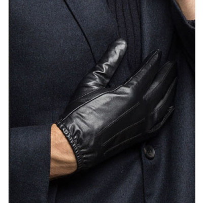 Bao tay da lót lông BHY8805 Găng tay nam da cừu bó chun, ộm tay, thật tay, giữ ấm tốt