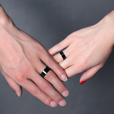 Nhẫn cặp trơn màu đen NC119 size 7