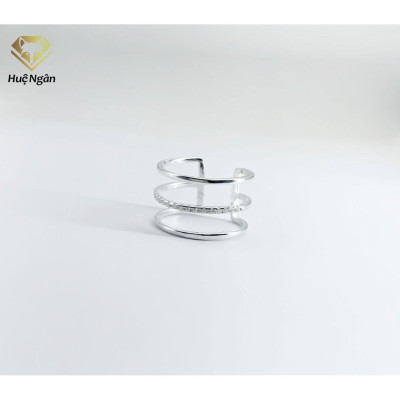 Nhẫn bạc Ý 925 Huệ Ngân - 3 Mảnh cá tính RR1705