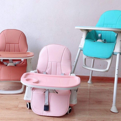 Ghế ăn dặm đa năng có đệm lưng, bánh xe full phụ kiện