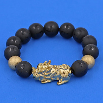 Chuỗi tay thạch anh Phật chú charm tỳ hưu 14 ly TH36